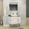 Тумба-умывальник COMFORTY "Империя-80" белый глянец с антрацитовой столешницей, с раковиной COMFORTY 78189