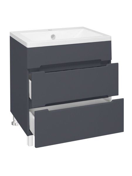 Тумба Runo Парма 60 2 ящика графит под умывальник Omega 60 (00-00001454)