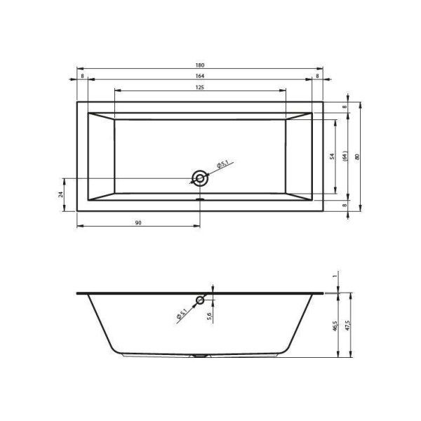 Ванна акриловая Riho Lugo Velvet  BT0210500000000 180x80 матовая поверхность