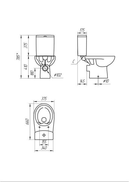 Унитаз-компакт Cersanit NATURE Clean On 011 3/5 DPL EO slim 65410