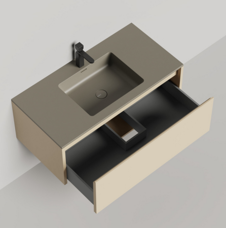 Тумба с раковиной Salini Domino 27D110ON 100 со столешницей, эмаль/гладкий фасад