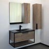 Тумба-умывальник COMFORTY "Бонн-90" дуб темный с  раковиной COMFORTY 90E черная матовая