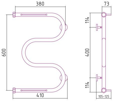 Полотенцесушитель водяной Сунержа М-образный 03-0008-6040 600x400 золото