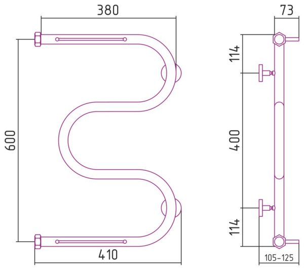 Полотенцесушитель водяной Сунержа М-образный 03-0008-6040 600x400 золото