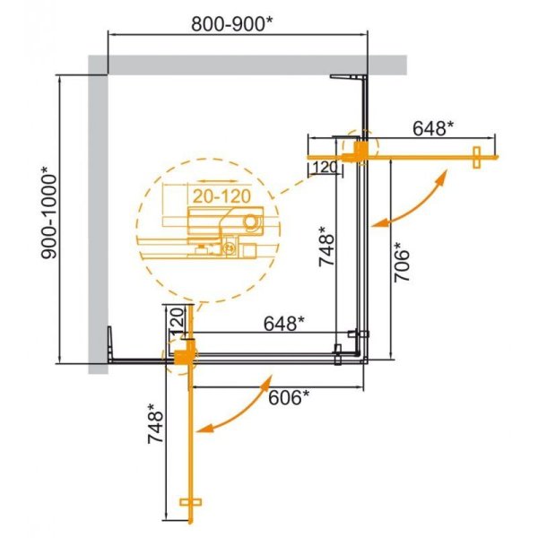 Душевой уголок Cezares Slider SLIDER-AH-2-80/90-90/100-C-NERO