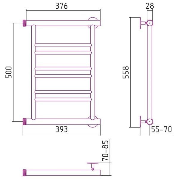 Полотенцесушитель водяной Стилье Минор 0601 50х40 хром