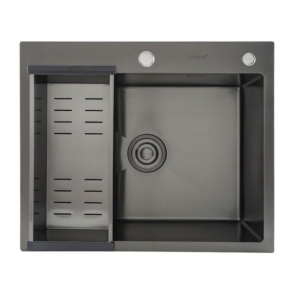 Мойка кухонная с коландером Gappo GS6050-6 60х50 черный