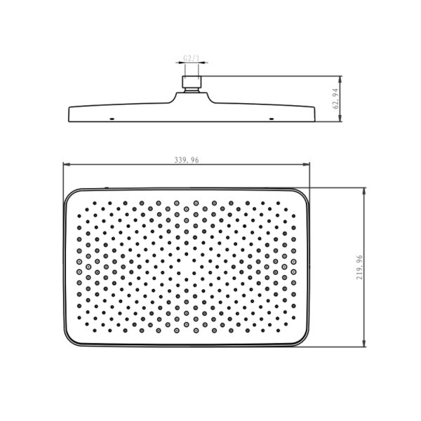 Лейка душевая верхняя Raglo тропический душ 340*220мм пластик/силикон, черный (R451.52.06)