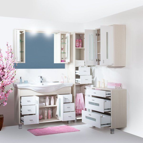 Шкаф навесной Бриклаер БАЛИ 65 см, светлая лиственница/белый