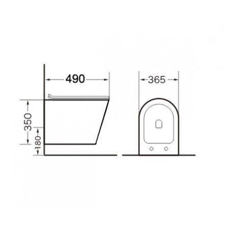 Унитаз GR-4477S (490*360*350) подвесной БЕЗОБОДКОВЫЙ  с тонкой крышкой