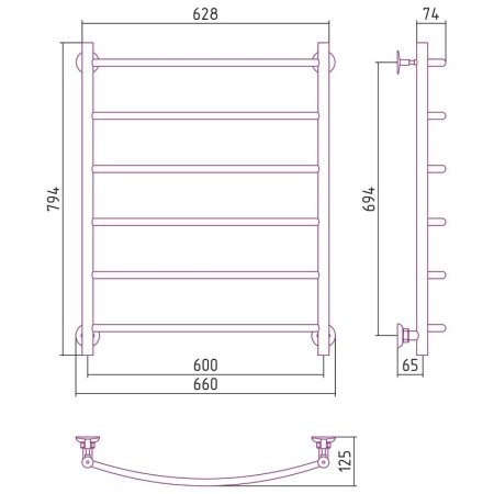 Полотенцесушитель водяной Стилье Версия-H2 80х60 хром