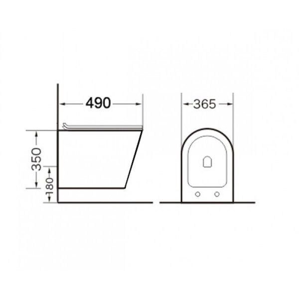 Унитаз GR-4477S (490*360*350) подвесной БЕЗОБОДКОВЫЙ  с тонкой крышкой
