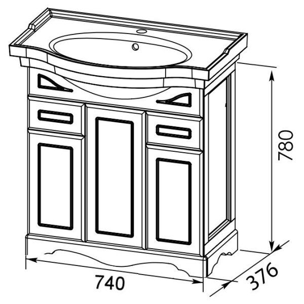 Тумба для комплекта Aquanet Амелия H 80 орех