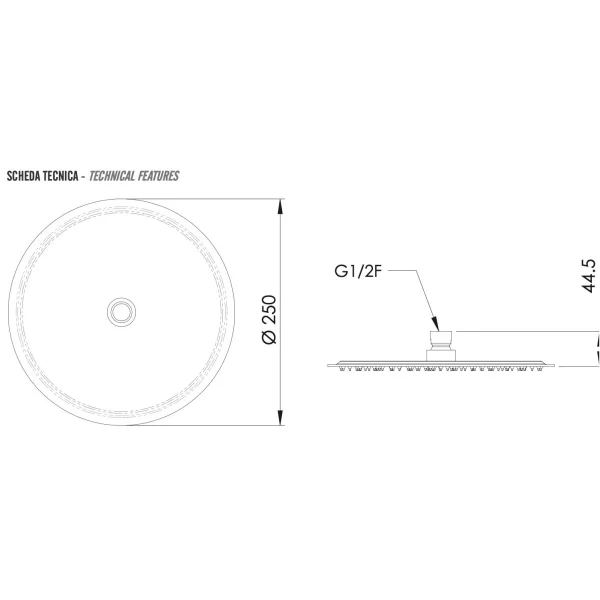 Верхний душ 250 мм Remer 357UFM25X