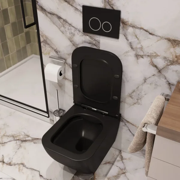 Унитаз подвесной Ceruttispa Mimi Aria CT8920 безободковый, с сиденьем микролифт, черный матовый