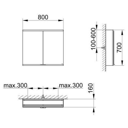 Шкаф-зеркало Keuco Royal Modular 2.0 800211080100200 80 см
