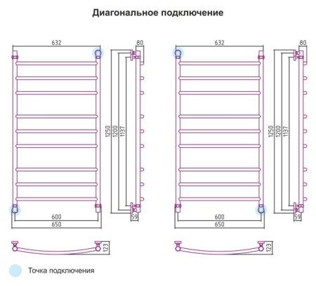 Полотенцесушитель водяной Сунержа Галант 1200х600 античное белое золото