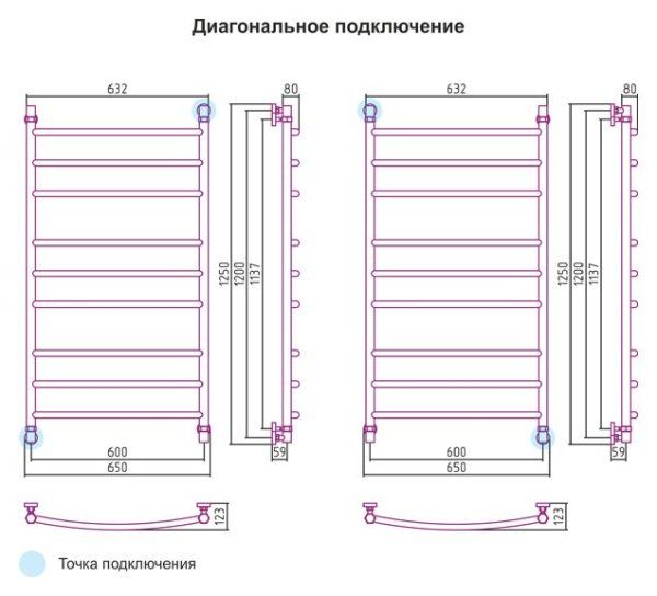 Полотенцесушитель водяной Сунержа Галант 1200х600 ультрамариновый синий