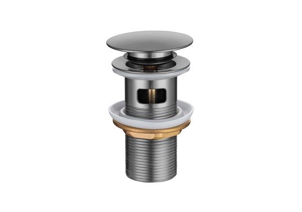 Донный клапан для раковины Push-open с переливом Aquatek AQ6001BGM, Оружейная сталь