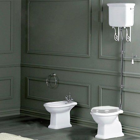 Унитаз напольный Simas Lante LA02bi с высоким бачком, с фурнитурой цвета хром