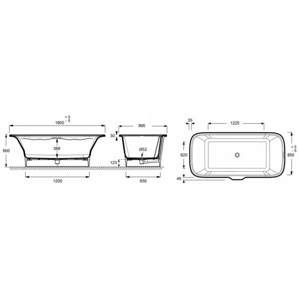 Акриловая ванна Jacob Delafon Elite E6D034-00 180x85 Flight