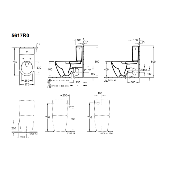 Чаша для унитаза-компакта Villeroy & Boch Subway 2.0 5617R001 альпийский белый