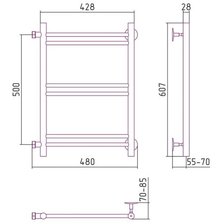 Полотенцесушитель водяной Стилье Версия-Б1 50х40 хром