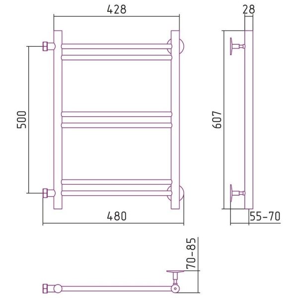 Полотенцесушитель водяной Стилье Версия-Б1 50х40 хром