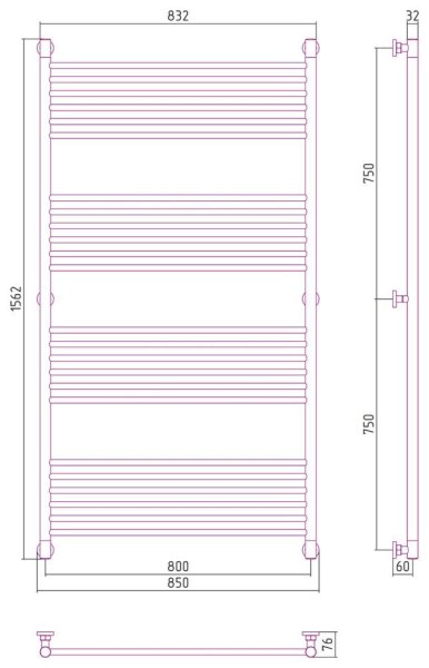Полотенцесушитель водяной Сунержа Богема+ прямая 05-0220-1580 1500x800 состаренная бронза