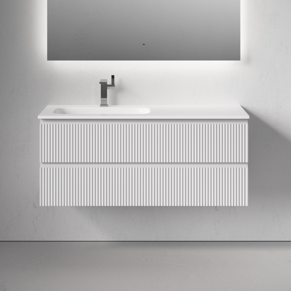 Тумба подвесная SANCOS Snob R левая 1195х445х500, c двумя ящиками оснащенными доводчиками, Bianco, SNR120LW