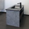 Тумба-умывальник COMFORTY "Франкфурт-90" бетон светлый с раковиной  COMFORTY 90E черная матовая