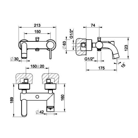 Смеситель Gessi Tortona 18613.031 для ванны хром