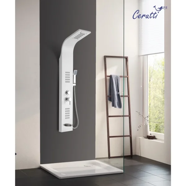 Душевая панель Ceruttispa Virginia CT9990 со смесителем, белый матовый