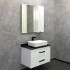 Тумба-умывальник COMFORTY "Амстердам-75" белая с черной матовой столешницей с раковиной COMFORTY T-Y9378