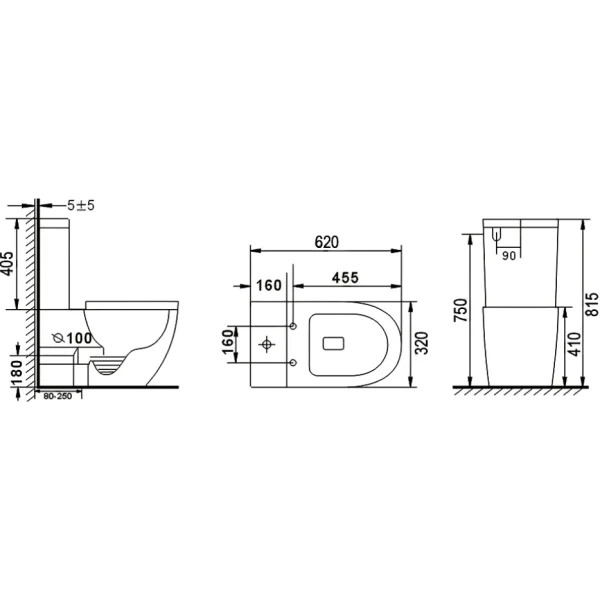 Унитаз-компакт beWash Lusso BKBWR104620 безободковый, с сиденьем микролифт, черный матовый