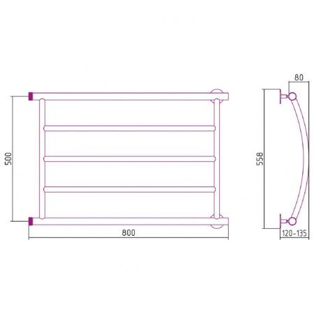 Полотенцесушитель водяной Стилье Минор 0602 50х80 хром