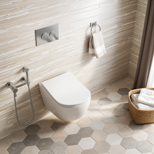 Унитаз подвесной безободковый (торнадо) D&K München 520*360*360мм, сиденье микролифт, белый (DT1566516)