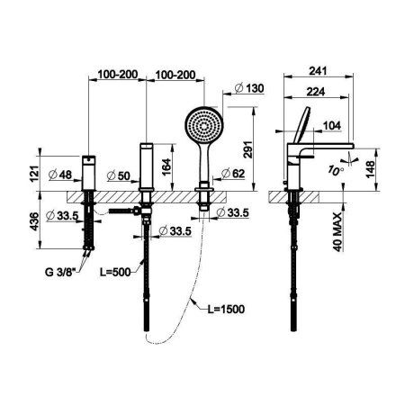 Смеситель Gessi Bagutta 44337.031 для ванны хром