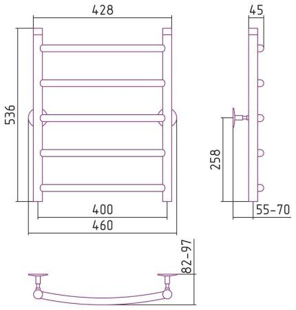 Полотенцесушитель водяной Стилье Универсал-50 60х40 хром