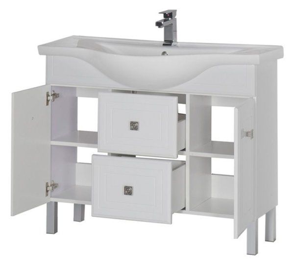 Тумба под раковину Aquanet Стайл 00181504 105 белая, 2 дверцы, 2 ящика