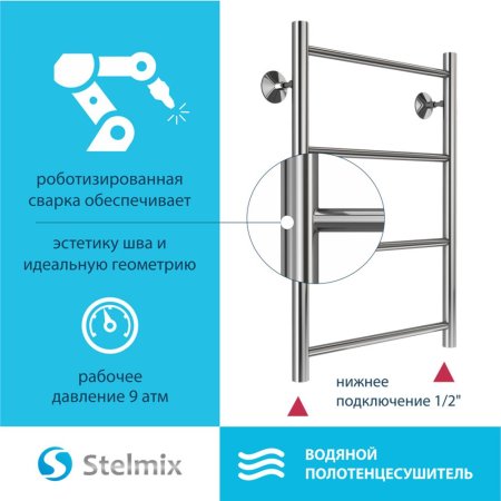 Полотенцесушитель водяной Stelmix 60x40 см, прямой