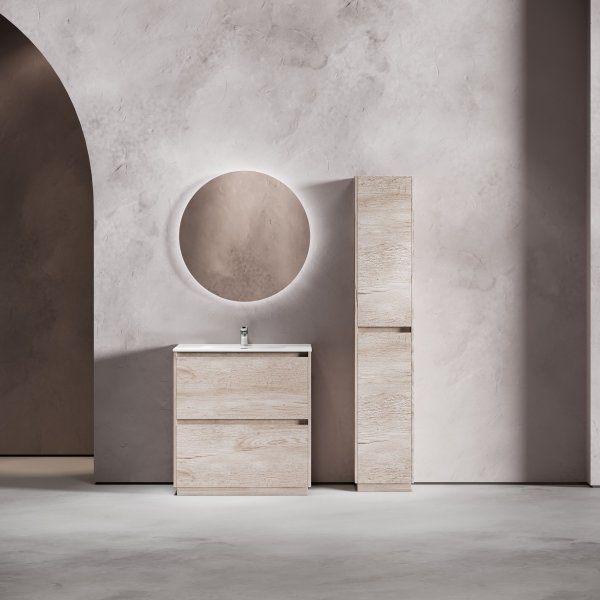 Тумба под раковину SANCOS Libra Floor напольная, 790х450х840, c двумя ящиками оснащенными доводчиками, дуб галифакс натуральный,  LB80FEG