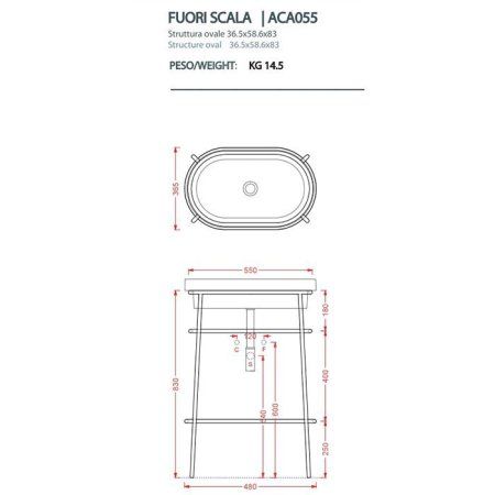 Консоль под раковину ArtCeram Fuori Scala ACA055 17 35х58 matt black