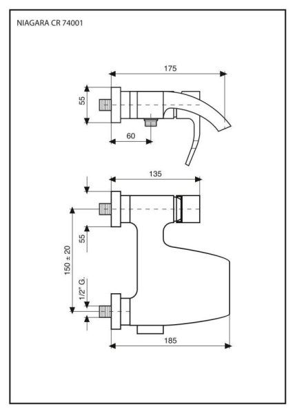 Смеситель Emmevi Niagara 74001/NEO для ванны, черный матовый