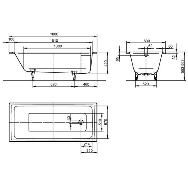 Ванна стальная Kaldewei Puro 653 180x80 см Anti-slip + Easy-clean