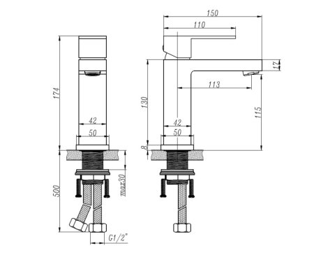 Смеситель на раковину низкий Bronze de Luxe Grani (A980)