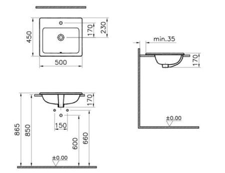Раковина VitrA S20 5464B003-0001 50