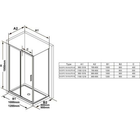 Боковая стенка Ravak Blix Slim BLSPS-90 X9BM70300Z1 Transparent, черный