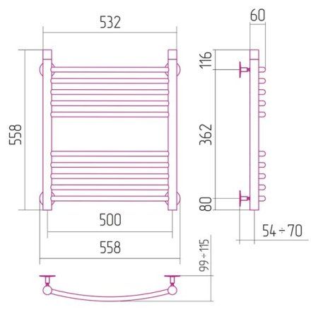 Полотенцесушитель водяной Сунержа Bohemia ARC 60x50