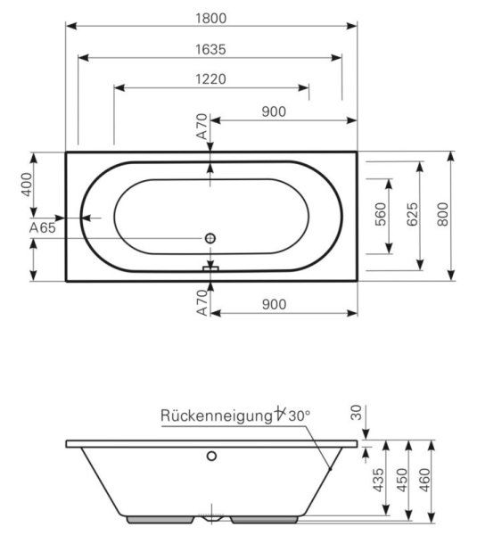 Акриловая ванна Mauersberger Ausana 1018000301 180х80 белый